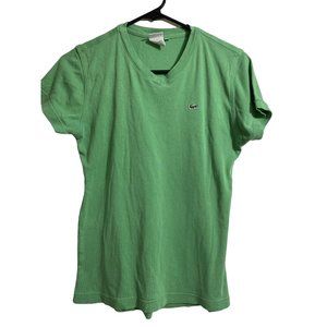 Lacoste Women's Light Green Cotton V-neck Short Sleeve  Shirt SZ 10
